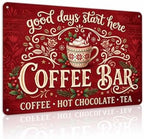 Christmas Coffee Bar Sign, Holiday Kitchen Decor, Vintage Wall Art by Unknown