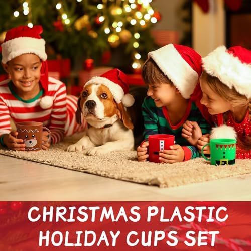 Yaomiao 24 Pcs Christmas Plastic Mugs Classic 7 oz Holiday Party Cups Set - Image 6