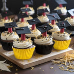 JarThenaAMCS 200Pcs Black Gold Foil Cupcake Liners Graduation Foil Metallic Baking Cups Cupcake Wrappers Muffin Liners for 2026 Class New Year Holiday Party Supplies - Image 5