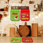 Jingmore 12 Pcs Christmas Pot Holders Bulk with Pocket Lime Green Xmas Pot Holders for Kitchen Red Green Santa Hot Pads and Oven Mitts Farmhouse Oven Gloves for Christmas Baking Cooking Gift - Image 6