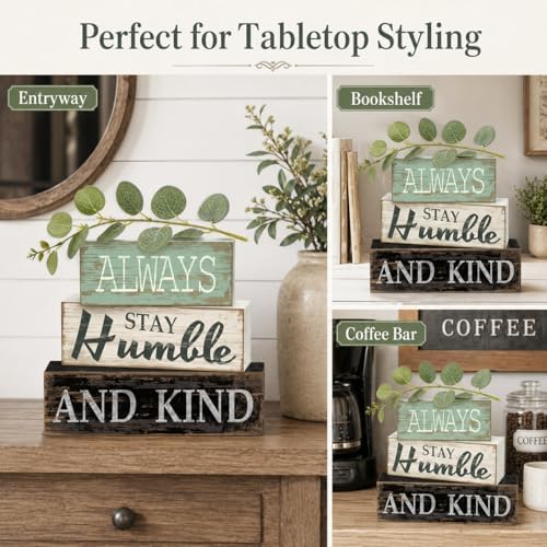 4pcs Farmhouse Table Decor, Always Stay Humble and Kind Inspirational Decor - Image 6