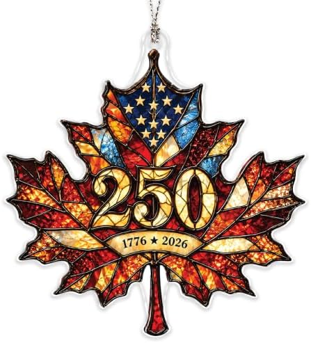 USA 250th Anniversary Ornament - Patriotic Maple Leaf Ornament 1776-2026 - America 250 Christmas Decor - Historic Keepsake - Gift for Patriots by Rusaten
