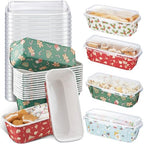 40 Sets Christmas Loaf Pan with Lid Paper Disposable Baking Pans by Maxcheck
