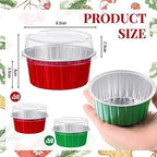 Umigy 100 Pcs Christmas Aluminum Foil Baking Cups with Lids,Classic - Image 2