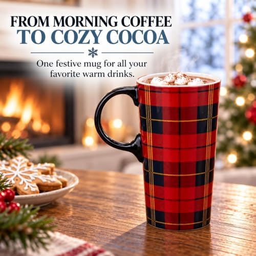 Topadorn 17oz Ceramic Travel Mug with Lid, Christmas Coffee Mug - Image 5