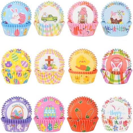 600 Pack Easter Cupcake Liners Baking Cups Standard Size Muffin Liners for Easter Spring Birthday Party Candy Cake Decorations Supplies(12 Styles) by Unknown