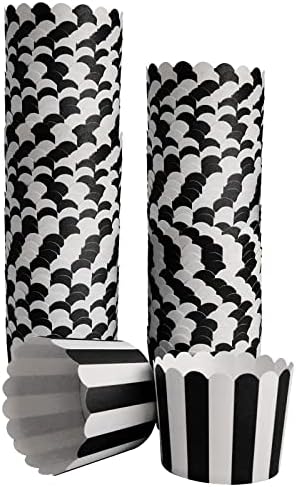 100pcs Muffin Liners Baking Paper Cups Black and White by Staruby
