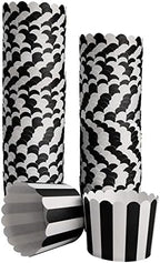 100pcs Muffin Liners Baking Paper Cups Black and White by Staruby