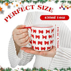 Vesici Christmas Mugs Ceramic Cute Coffee Mug with Handle,Red Bow - Image 2