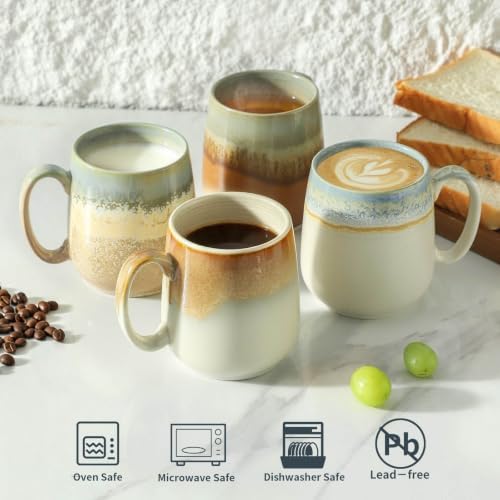 HASENSE Ceramic Coffee Mugs Set of 4, 16 oz Large Reactive Glaze Mugs - Image 6