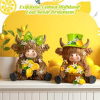 2 Pcs Resin Highland Cow Figurines Decor, Lemon Style - Image 2