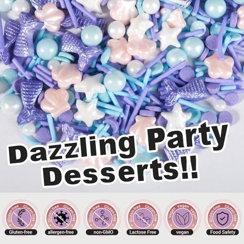 Mermaid Sprinkles, Edible Ocean Seashell Sprinkles for Cakes Cupcakes, 180g - Image 4