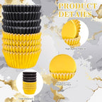 JarThenaAMCS 200Pcs Black Gold Foil Cupcake Liners Graduation Foil Metallic Baking Cups Cupcake Wrappers Muffin Liners for 2026 Class New Year Holiday Party Supplies - Image 3