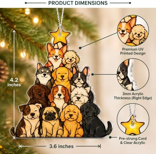 Funny Christmas Ornaments, Stocking Stuffers for Girls, Dog Ornaments for Christmas Tree - Image 3