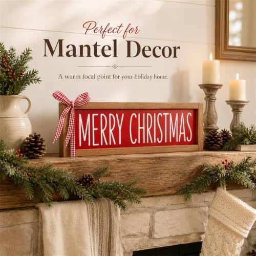 Merry Christmas Sign, Wooden Shelf, Table & Wall Decor for Indoor - Image 6