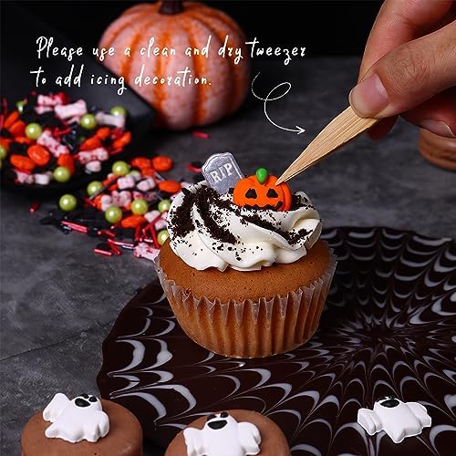 Edible Halloween Cake Decorations, Pumpkin Cupcake Toppers, Ghost Cake Decorations, Edible Knives Cupcake Toppers, Witch Hats for Cake Decorating, Cookies, Cupcakes, Macaron, and Ice Cream - Image 2