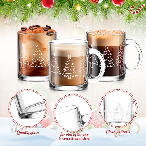 Maxcheck 6 Pack 12 oz Christmas Coffee Mugs Glass Cups - Image 3