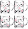 LemonRoad 4 Pack Halloween Glass Coffee Mugs 12 oz Ghost Cups with Handles by Unknown