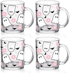 LemonRoad 4 Pack Halloween Glass Coffee Mugs 12 oz Ghost Cups with Handles by Unknown