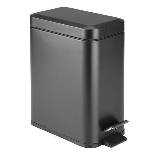 mDesign Small Modern 1.3 Gallon Rectangle Metal Lidded Step Trash Can, Compact - Image 9