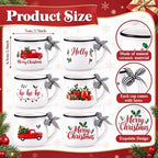 Potchen 6 Pcs 5 oz Christmas Coffee Mugs with Ribbons,Fresh - Image 2
