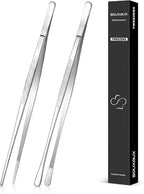 2 Pcs 10-inch Cooking Tweezers Tongs Precision Serrated Tips, Stainless Steel by SOUXMUX