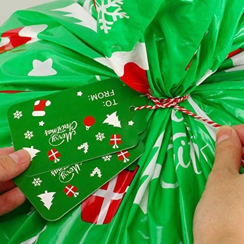 CCINEE Giant Christmas Gift Bags,Green Christmas Sacks for Jumbo Gift Package(36"x44") with Tag Card and Wrapping Tie - Image 4