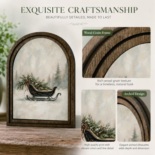 Christmas Sleigh Arched Table Sign, Vintage Farmhouse Shelf Decor - Image 4