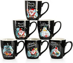 Hiceeden 6 Pcs Large Christmas Coffee Mugs, 17 Oz Ceramic Cute Santa Mugs, Holiday Novelty Mug Set Gift with Snowman Christmas Tree Pattern for Beverage, Milk, Black by Hiceeden