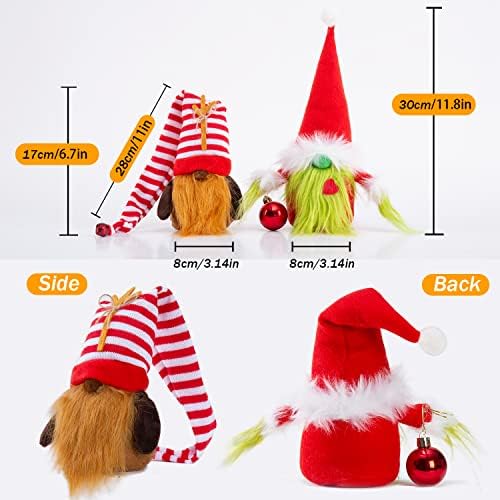 BWFY Christmas Gnomes Decorations 2-Pack Handmade Swedish Tomte Plush Gnomes Scandinavian Santa Elf Christmas Table Tiered Tray Ornament Christmas Decor Gifts - Image 4