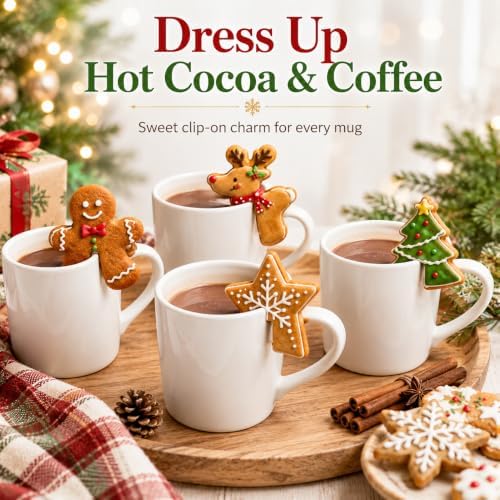 Crethinkaty 4 Pcs Christmas Stainless Steel Hanging Cup Cookie Cutter Over the Edge Mug Rim Biscuit Mould DIY Cake Decoration - Image 4