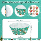 SANNIX 450pcs Christmas Cupcake Liners, Christmas Santa Snowman Gingerbread - Image 2
