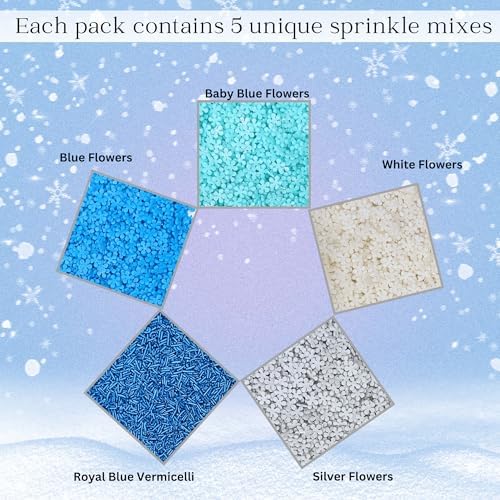 Confect Christmas Sprinkles | Mix Blue Silver & White Snowflake Sprinkles | Navy Blue Jimmies | Frozen Sprinkles | Cake Decorating Sprinkles - 5 Oz - Image 4