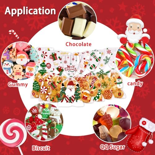 YUJUN 160PCS Christmas Cellophane Treat Bags Winter Party Favor Supplies - Image 4