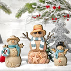 Suzile 3 Pcs Christmas Coastal Snowman Decoration Wooden Indoor Decor - Image 6