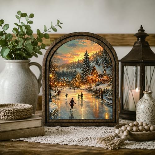 Winter Village Ice Skating Arched Table Sign, Rustic Farmhouse Decor - Image 7