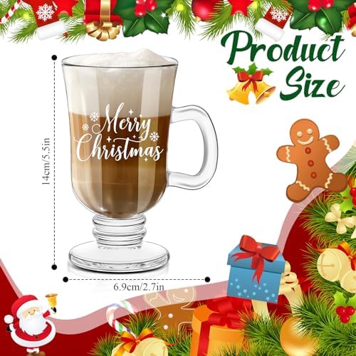 Sliner 6 Pcs Glass Coffee Mugs, Bright Irish Mugs with Handle - Image 3