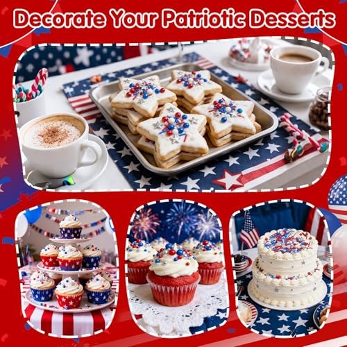 Edible Patriotic Sprinkles for Cake Decorating,Blue Red and White Sprinkle - Image 5