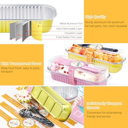 120Pack Mini Loaf Pans with Lids, 6.8oz Aluminum Mini Cake Pan Gold - Image 3