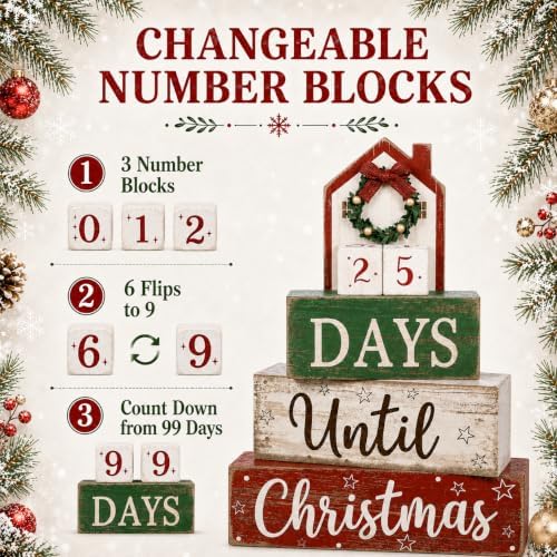 Christmas Countdown Decorations Indoor, Christmas Table Decor for Home - Image 3