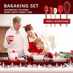 Christmas Baking Supplies, Mini Kitchen Utensils Set – 5 Piece Small Cooking Set with Whisk,Spatula,Pastry Brush,Spoon & Cookie Tongs – Festive Red Mini Baking Set Gift for Holiday Family Fun - Image 3