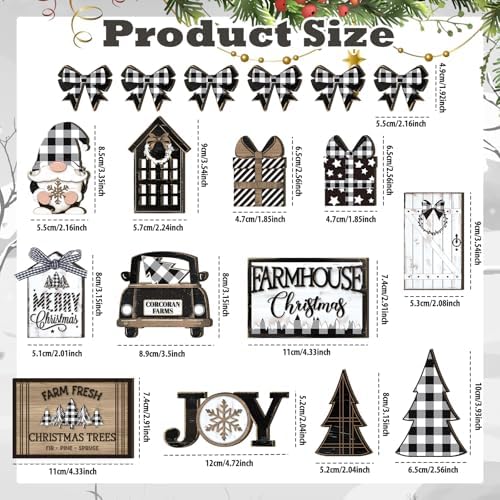 Funnymoom 17 Pcs Christmas Tiered Tray Decor Set Winter Tiered Tray Decor - Image 3