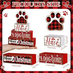 Moucuny 4 Pcs Christmas Dog Table Decorations Wooden Farmhouse Block Signs - Image 2