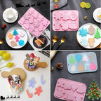 3PCS Christmas Silicone Cookie Molds, Xmas Chocolate Molds Holiday Gummy Candy Butter Mold Wax Melt Mold Christmas Tree Gingerbread Snowman Snowflakes Socks Bells Santa Hat Baking Mold (Xmas-Pink-B) - Image 4