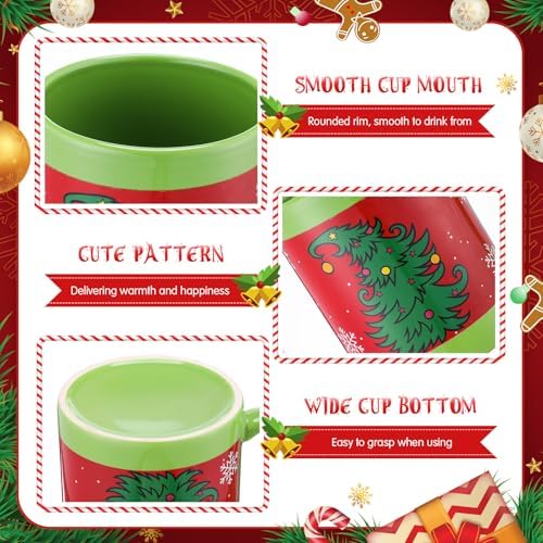 Sliner 6 Pcs Christmas Coffee Mugs Bulk 11 oz with Handle Lime - Image 5