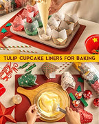 Katbite Christmas Tulip Cupcake Liners 200PCS, Muffin Baking Holders - Image 6