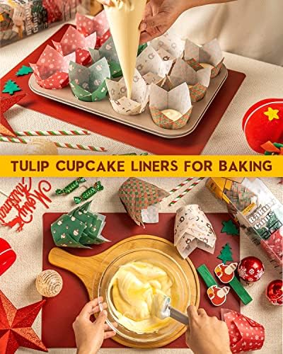 Katbite Christmas Tulip Cupcake Liners 200PCS, Muffin Baking Holders - Image 6