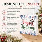 Happy Holidays Wood Box Sign, Colorful Christmas Decor for Tabletop Shelf - Image 4