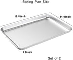 Baking Sheet Set of 2, Wildone Stainless Steel Baking Tray Cookie Pan, Size 20 - Image 2