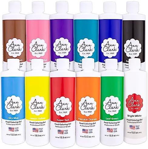 Ann Clark Professional Grade Food Coloring Extra Large 13.5 oz Bottles 12-Color Set by AnnClarkCookieCutters